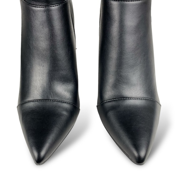 XOXO Women's Fedela Block Heel Black Ankle Boot Pointed Toe Faux Leather Booties - Picture 4 of 9